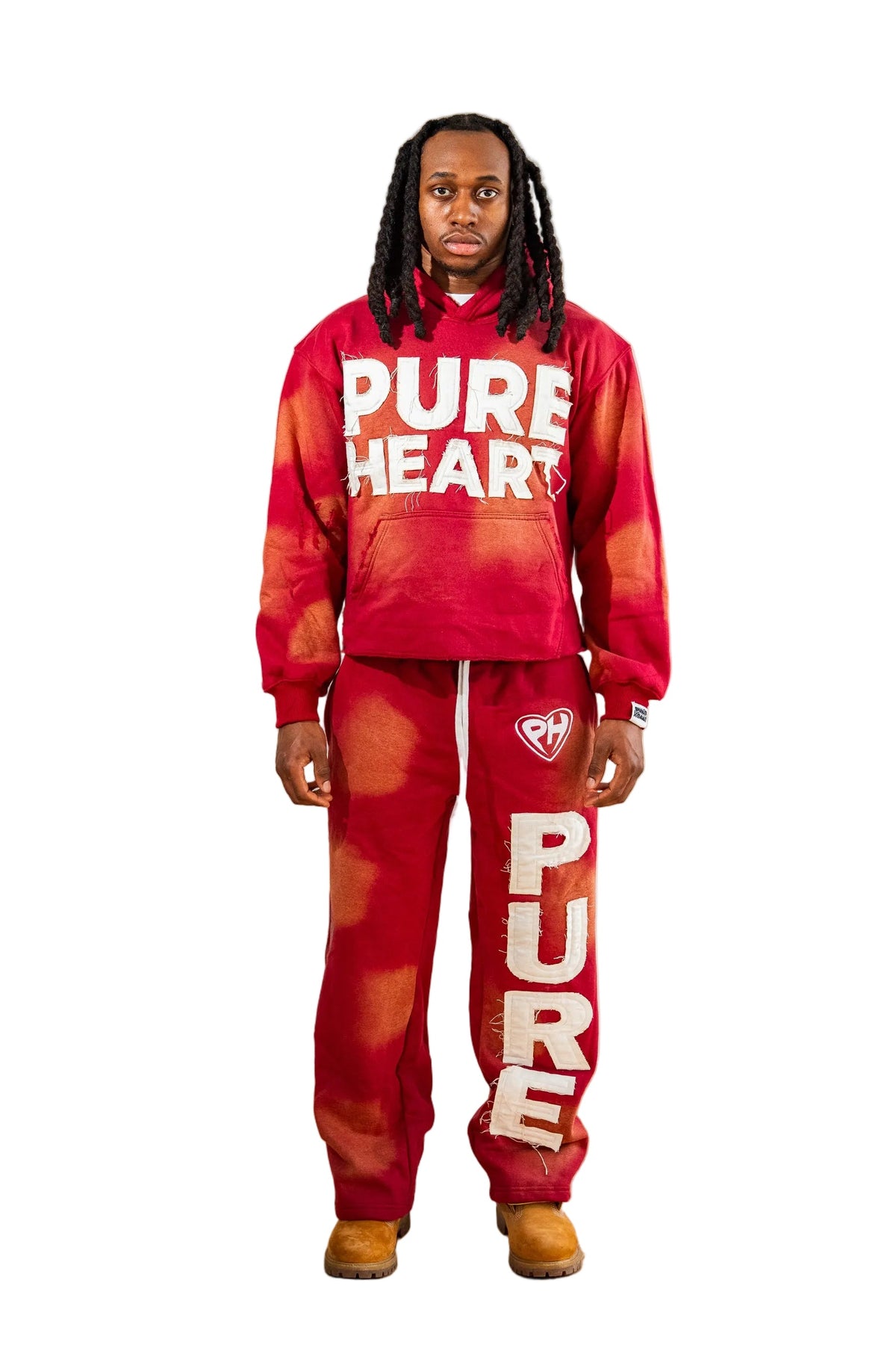 'Distressed' Sweatsuit Burgundy