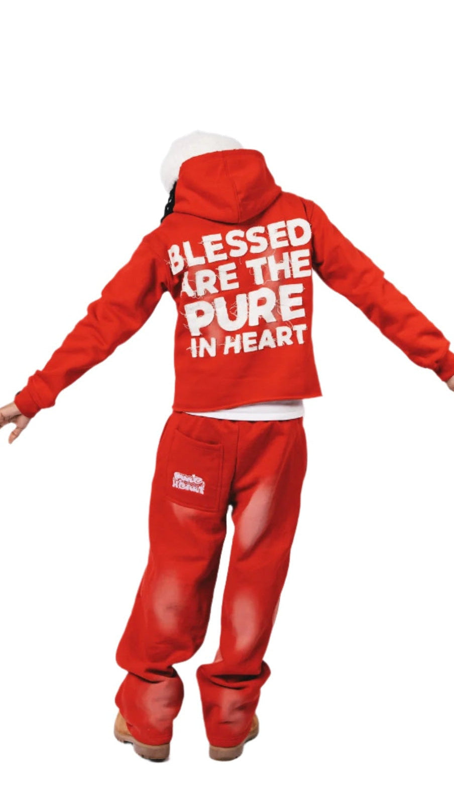 'Distressed' Sweatsuit Red